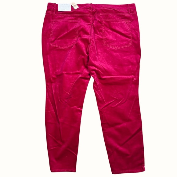 LOFT Plus Magenta Pink Midrise Velvet Skinny Pants Plus Size 24 NWT - Picture 3 of 16